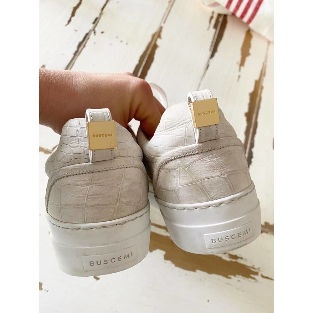 Buscemi En Noir White Crocodile Embossed Leather Low Top Sneakers Shoes Size 6 - Picture 6 of 11